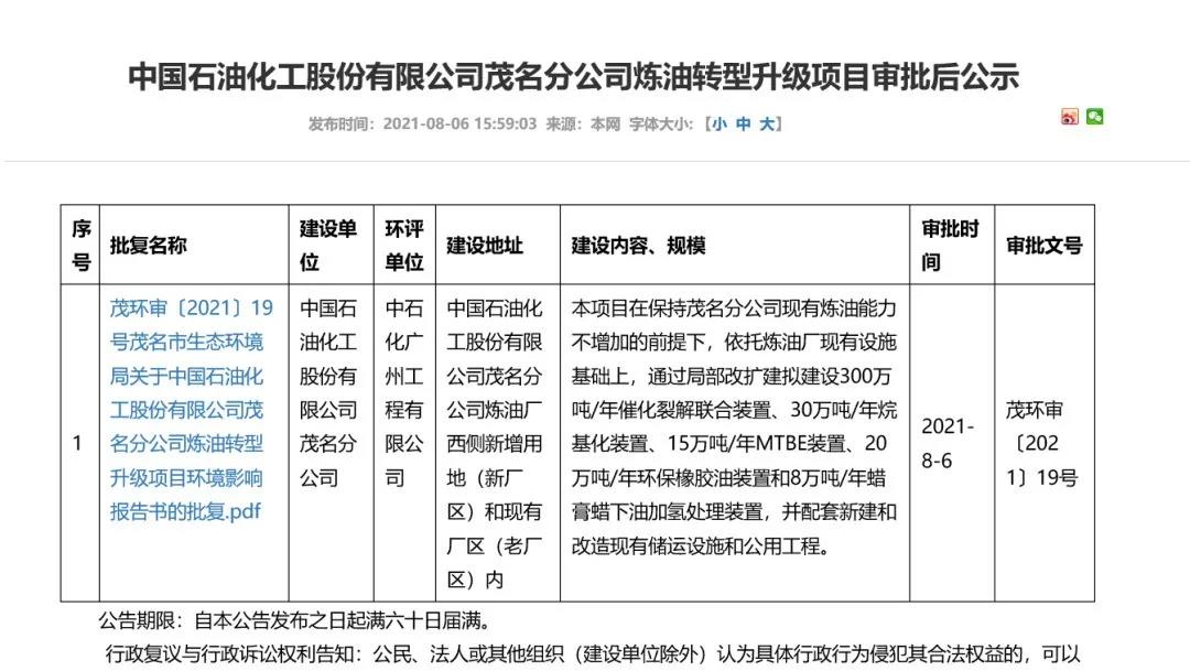總投資約50億！茂名石化煉油轉(zhuǎn)型升級項目正式獲批(圖1)